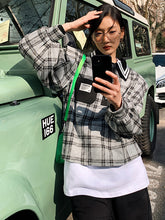 Women Plaid Pullover Lapel Casual Sweatshirt